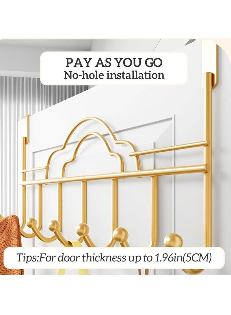 Arabest Over the Door Hook 7 Hook Coat Rack, Metal Towel Hanger, Bathroom Door Hooks, Clothes Hanger, Hat Organizer, and Belt Holder, Gold - Image 4
